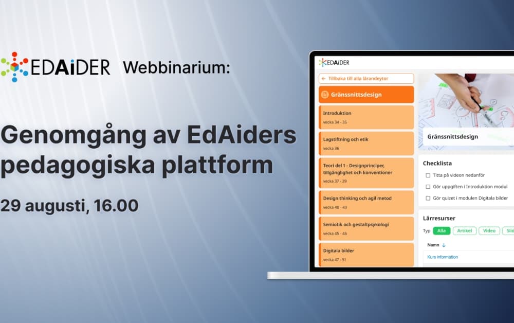Webbinarium: Genomgång av EdAiders pedagogiska plattform