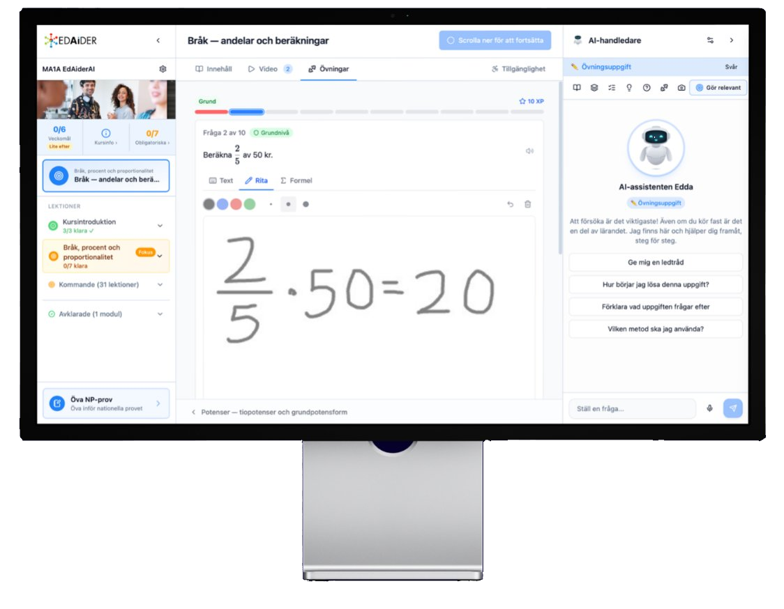 AI-handledaren Edda hjälper en elev med matematik