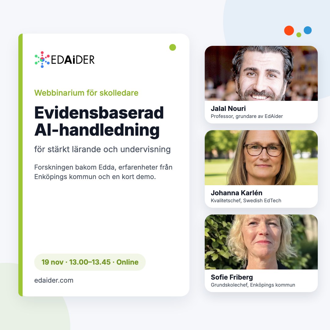 Webbinarium 19 november: Evidensbaserad AI-handledning för stärkt lärande och undervisning
